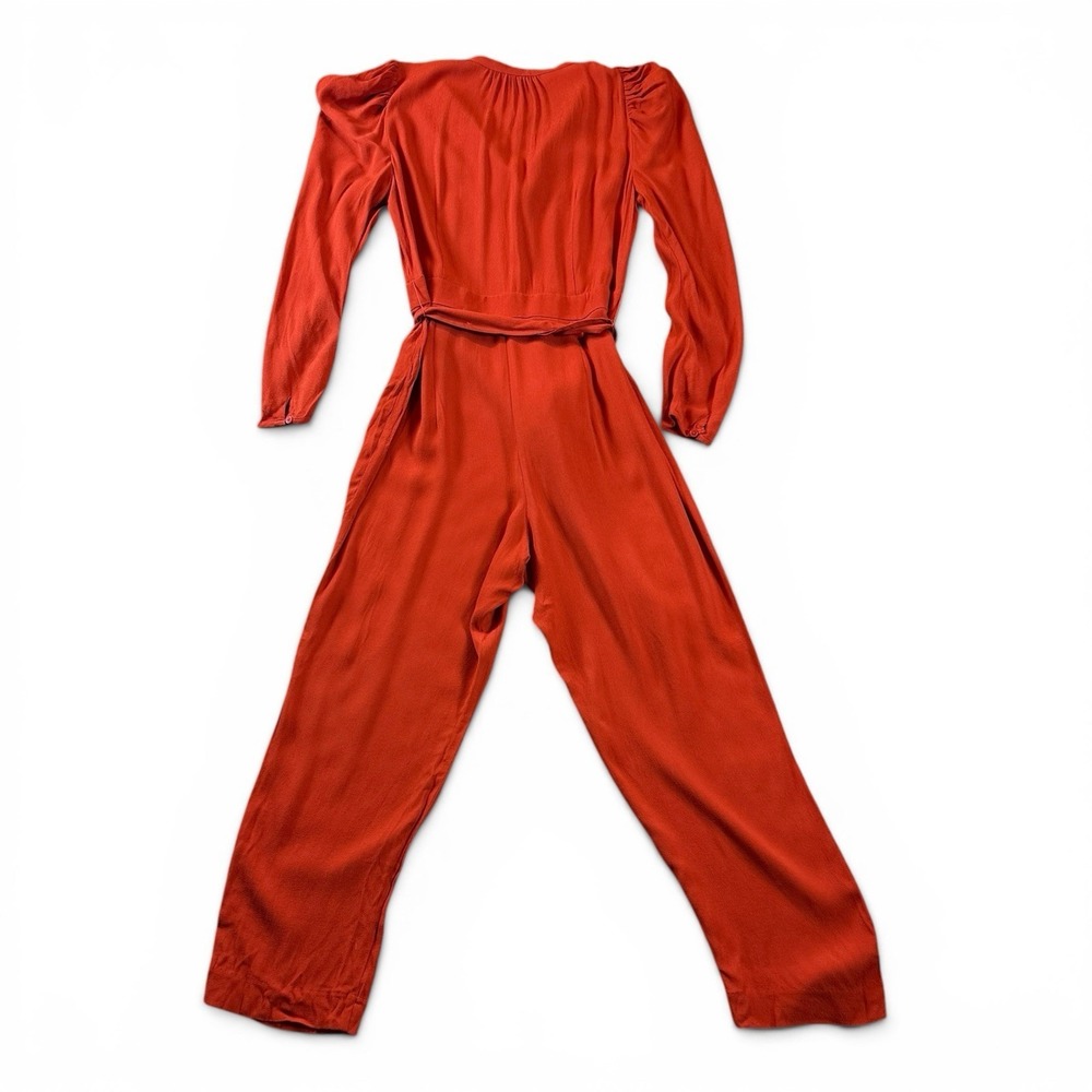J Crew NWT Size 8 Holiday Red Drapey Puff-Sleeve Party-Perfect Jumpsuit - Picture 8 of 8
